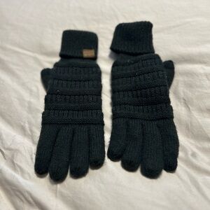 Black Knit Women's Gloves